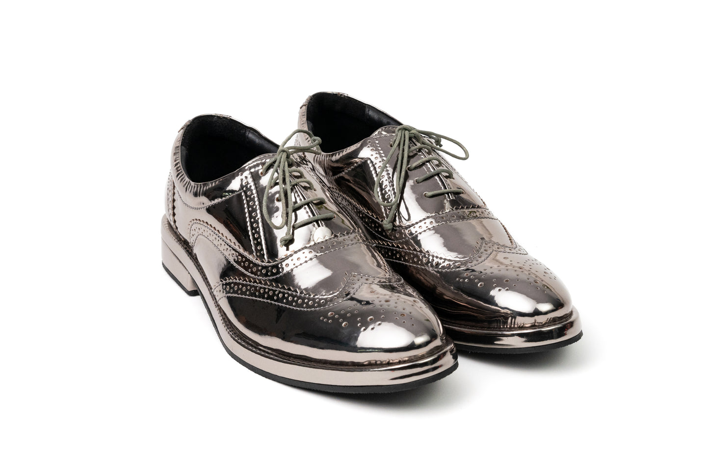 LEO BROGUES METALLIC GUNMETAL