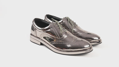 LEO BROGUES METALLIC GUNMETAL